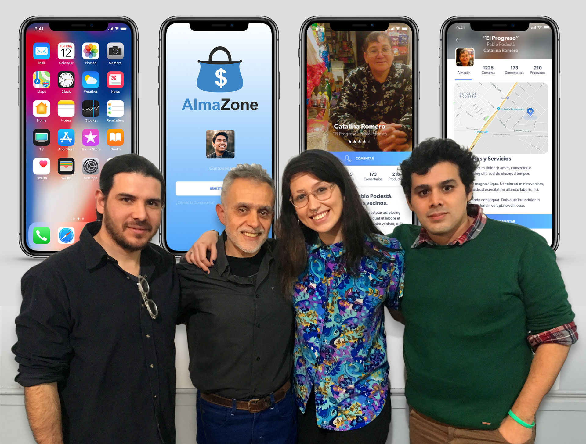 Lucas González, Prof. Marcelo Braz, Macarena Araya y Denis Serrano